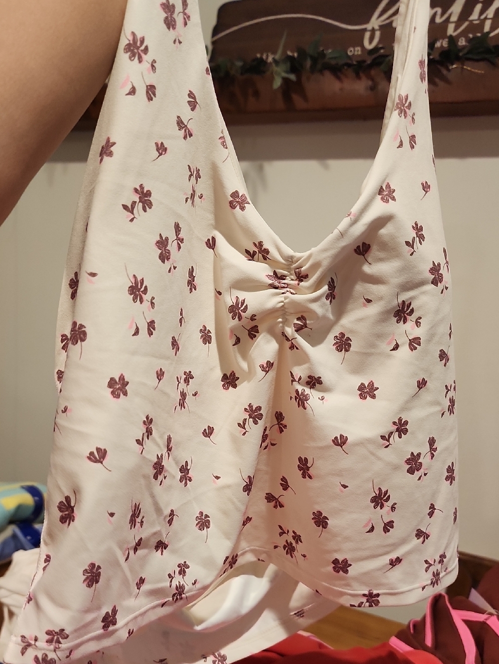 Women's Halter Support Tank Top - JoyLab' Cream Floral - Picture 3 of 3